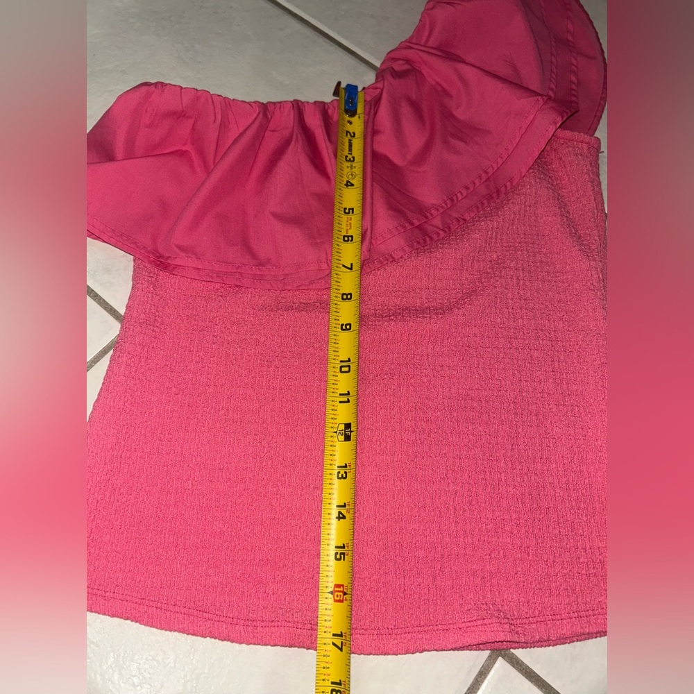 Nicabel Pink One-Shoulder Ruffle Top - Picture 5 of 7